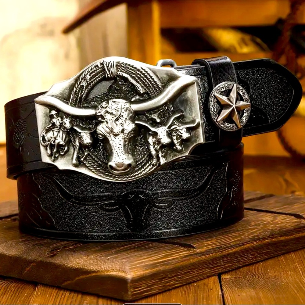 Leather Bullhead Belt